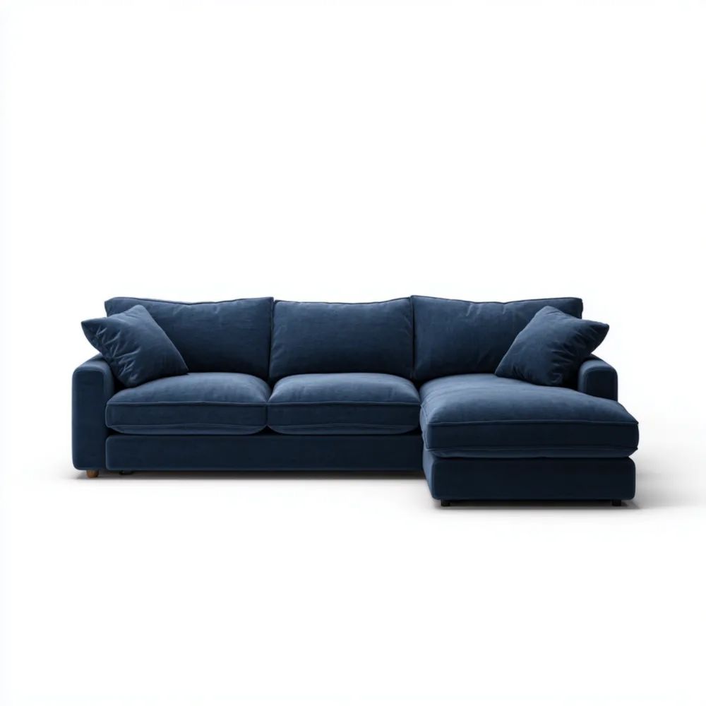 Ecksofa Stoff 250x150x85 cm - Dunkelblau - Modernes Design
