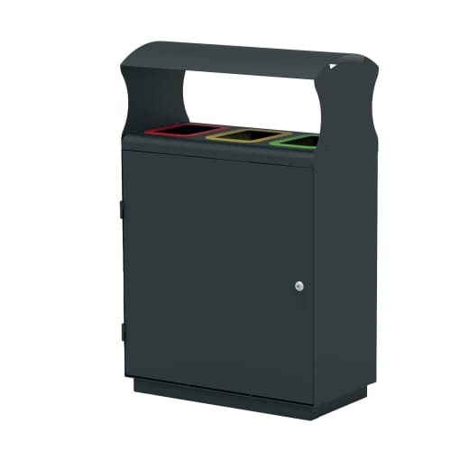 Poubelle tri sélectif 3 flux acier Amsterdam sans cadre 3 x 40L gris manganèse Medial