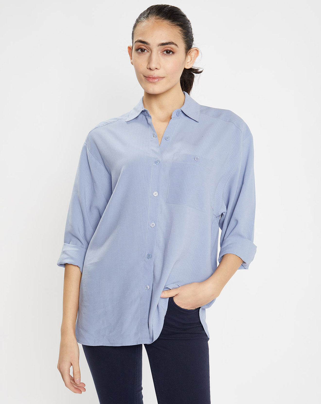 Galeries Lafayette Chemise Paros bleu moyen