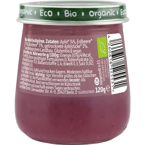 Bio Baby Apfel, Erdbeere & Blaubeere