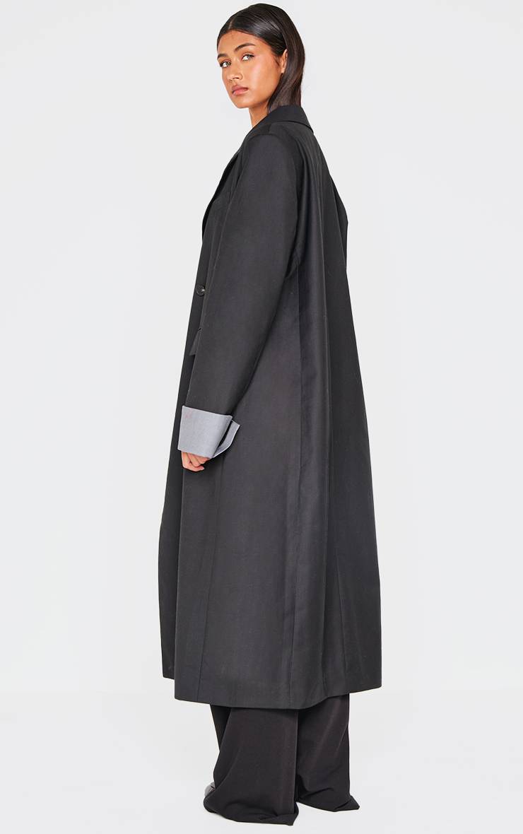 Noir Trench-coat Avec Finitions Tailleur