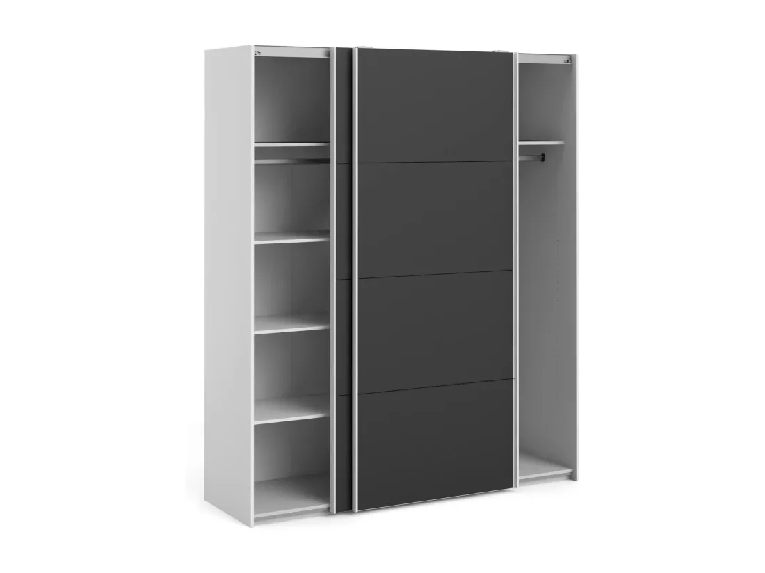 Garde-robe 2 portes Paeng, Meubles de chambre, Penderie de plain-pied, Placard à vêtements, 182x61 h220 cm, Blanc et Noir
