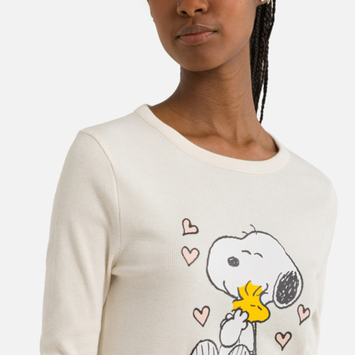 SNOOPY<br>Shorts de pijama canelados de manga comprida do Snoopy