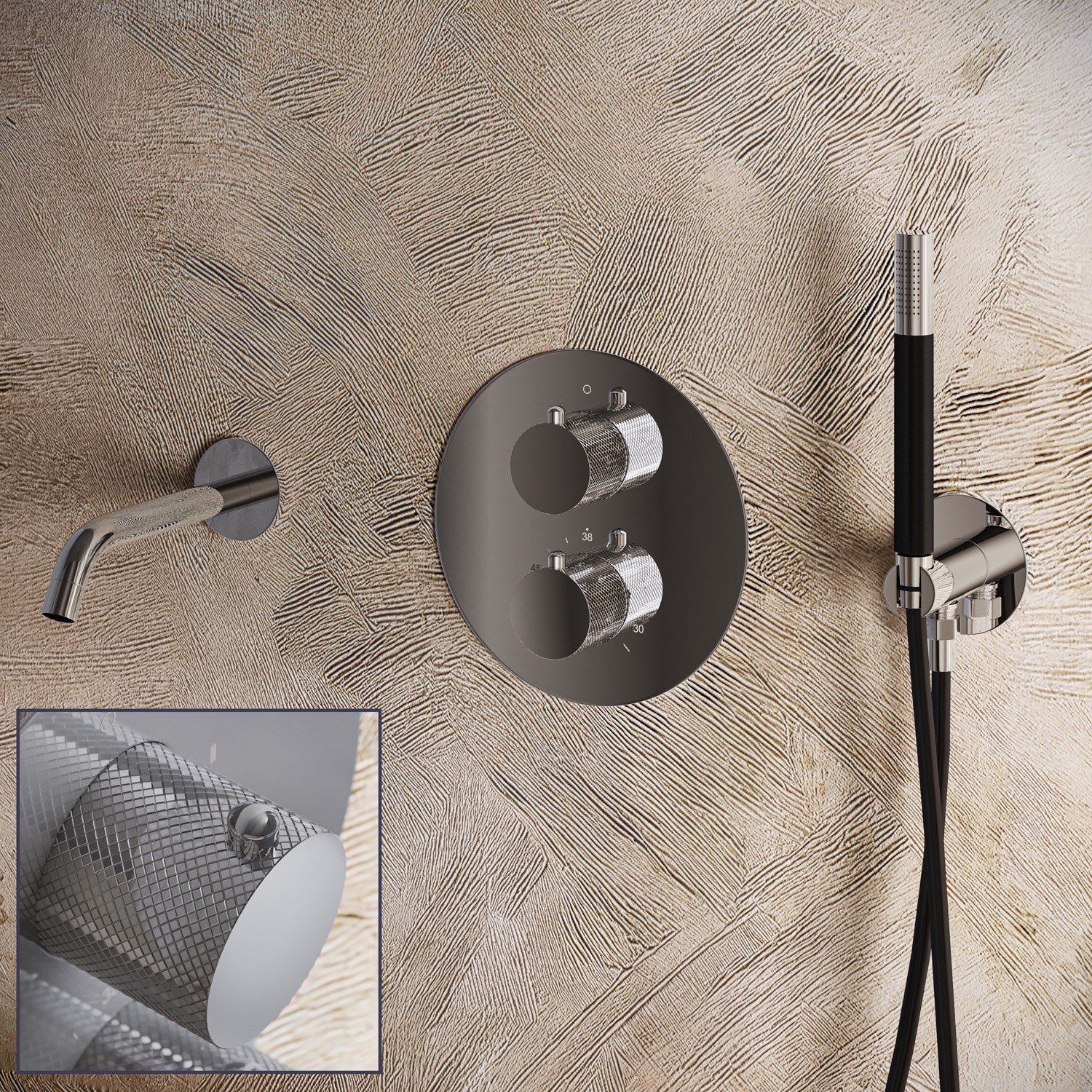 Saniclear Talpa Curved Pro inbouw badkraan rond chroom