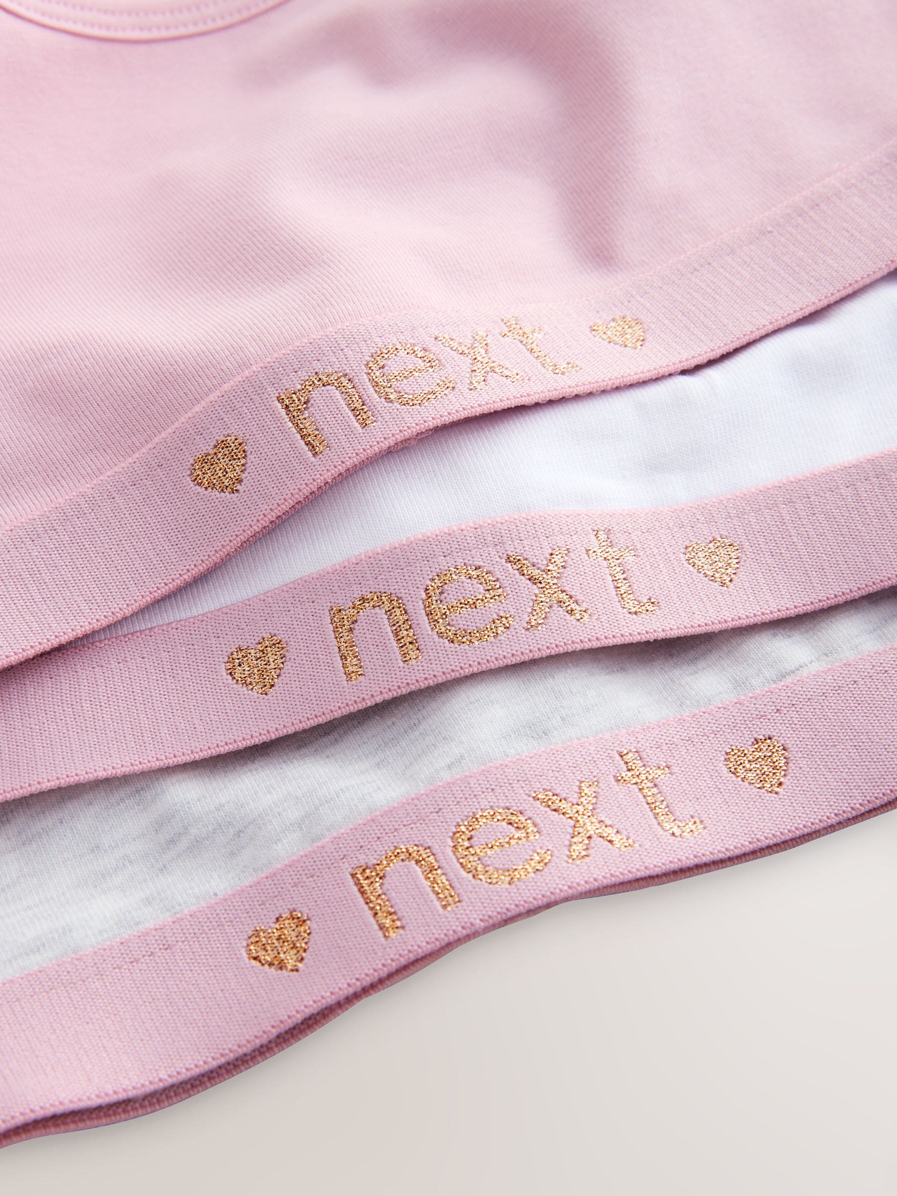 Roze/grijs - Set van 3 crop tops met diepe ronde hals (5 - 16 jr)