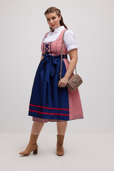 Dirndl, Karo, Schnürung, Carree-Ausschnitt, ärmellos