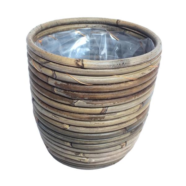 Van der Leeden Rattan-Topf, grau-braun