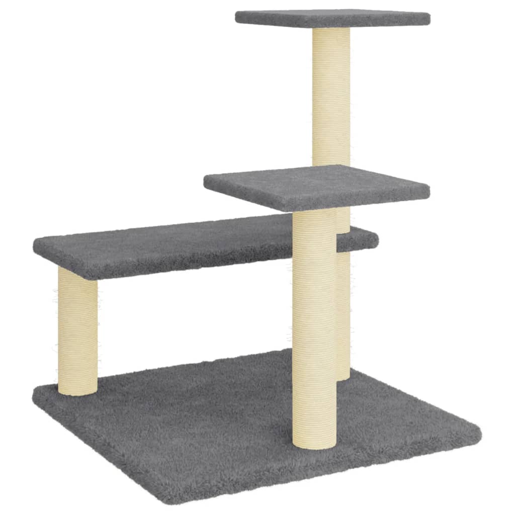 Arranhador para gatos vidaXL com postes de sisal cinza escuro, 61 cm