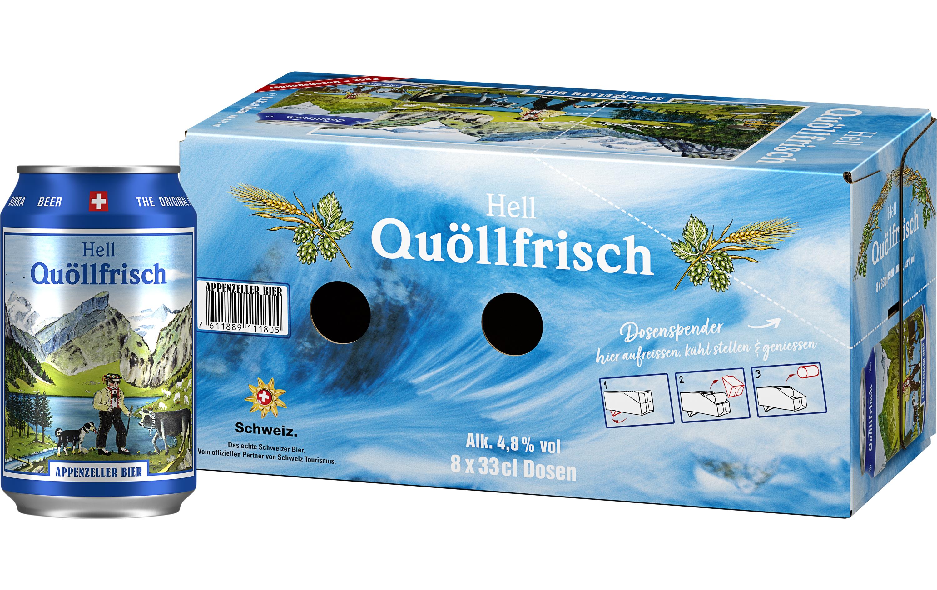 Bier Quöllfrisch hell 8 x 0.33 lLagerbier aus dem Appenzell
