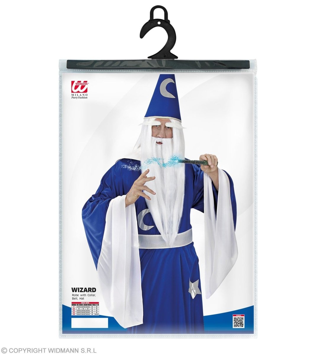 Tovenaar Kostuum Blauw Wit Heren