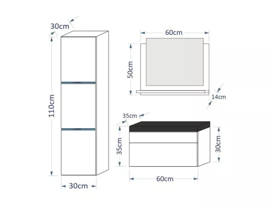 Ensemble meubles de salle de bain blanc complet collection RAVEN.