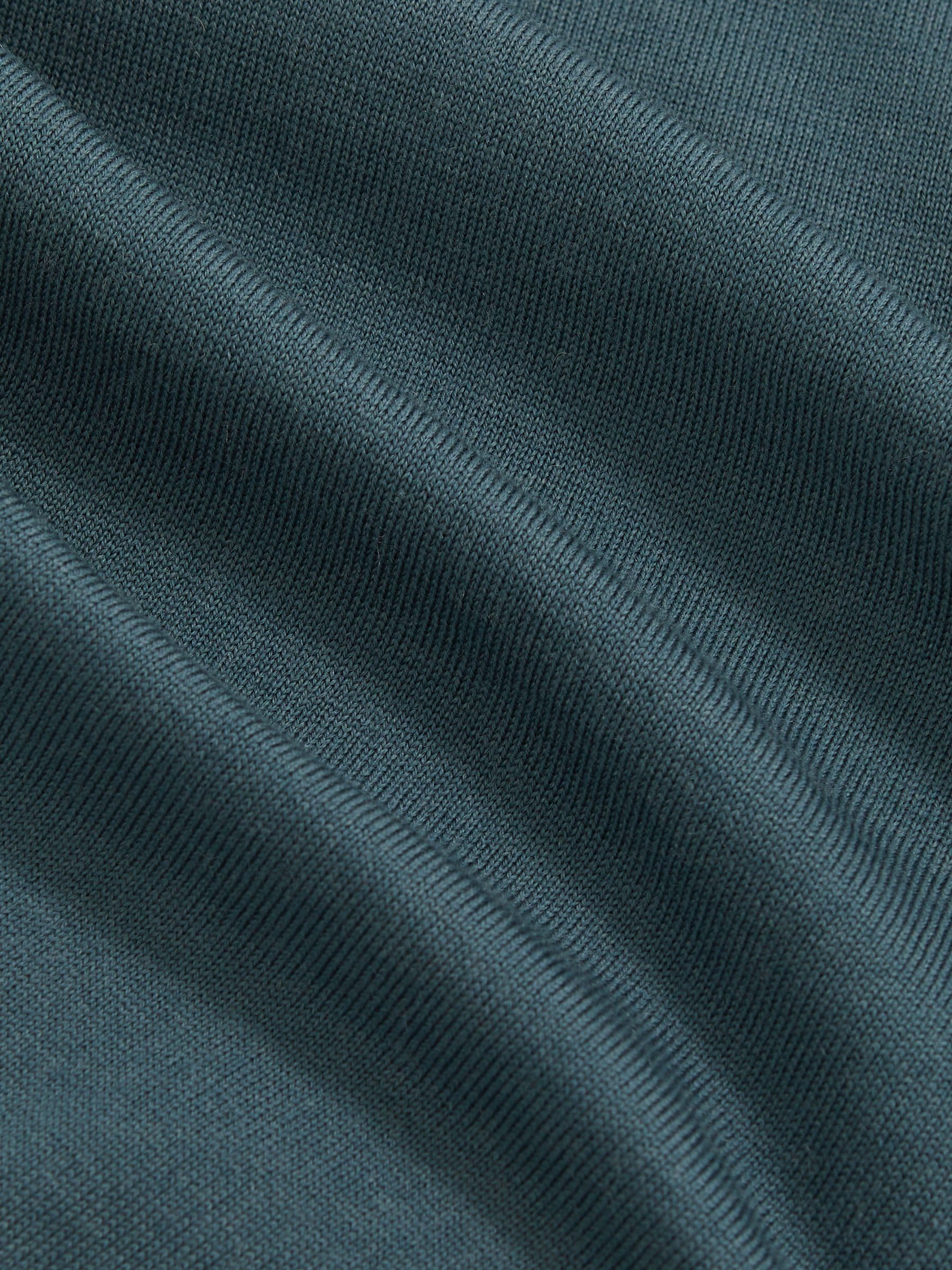 Blauwe Orion - Reiss Trafford poloshirt met lange mouwen van merinowol