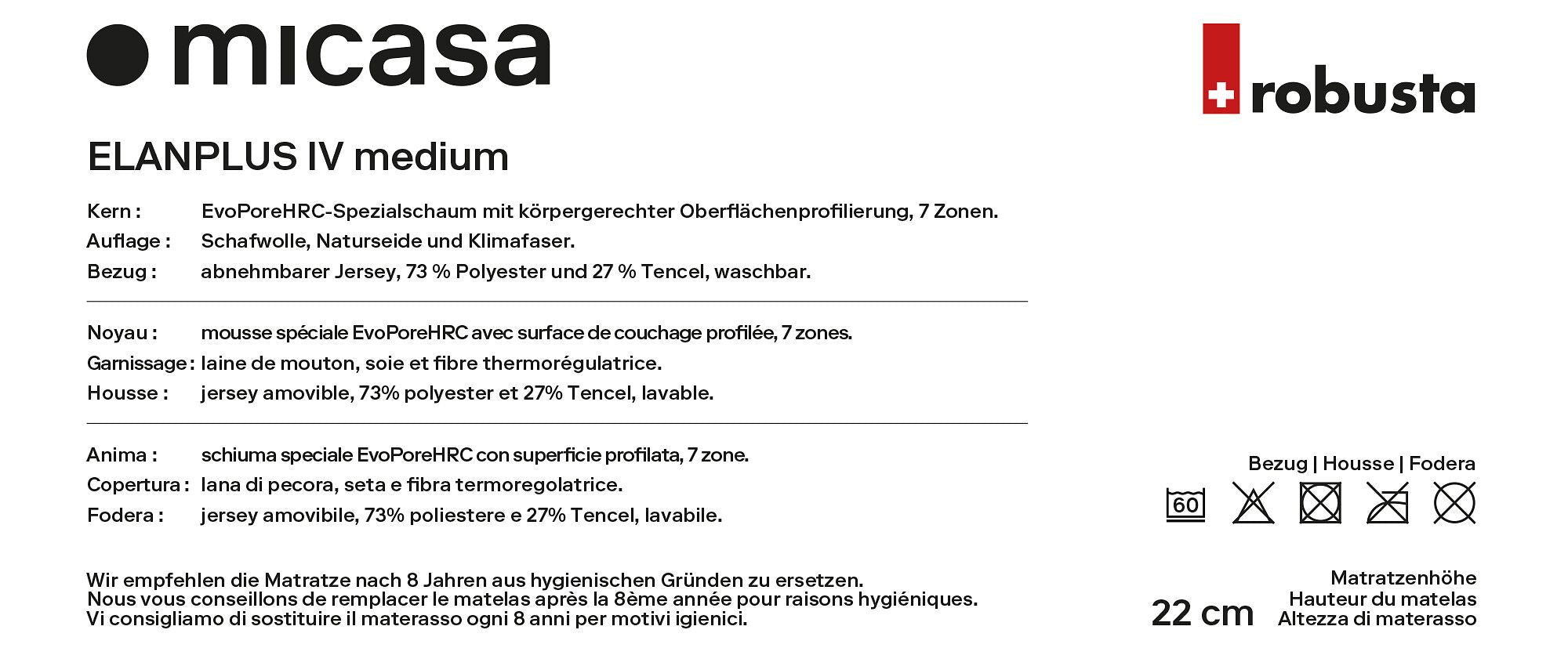 robusta ELANPLUS IV medium Matratze - 200.0 cm x 90.0 cm