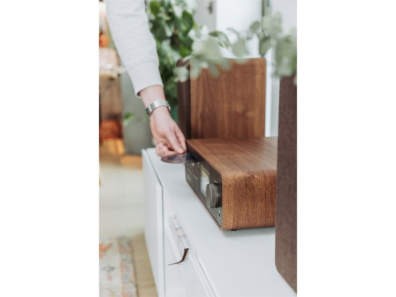 Pure Micro-HiFi Anlage Classic Stereo Schwarz/Walnuss Kräftige Stereo-Anlage mit 2 Lautsprechern