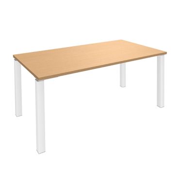 Bureau droit EXPRIM - L120 cm - Plateau imitation Hêtre - Pieds blanc