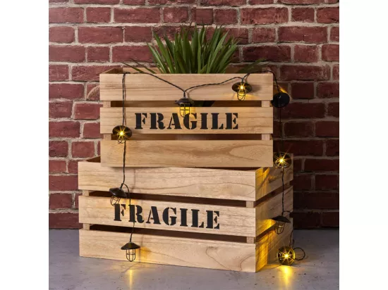 Guirlande à 10 lanternes en métal pour l'extérieur - Noir - L 192 cm