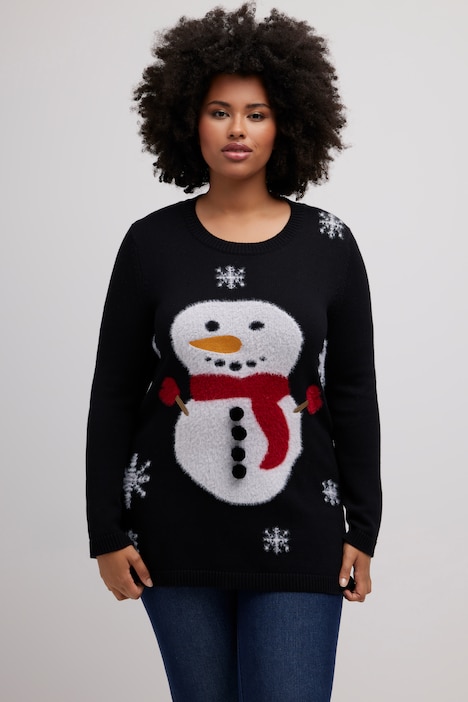 Weihnachtspullover, Schneemann, Rundhals, Langarm