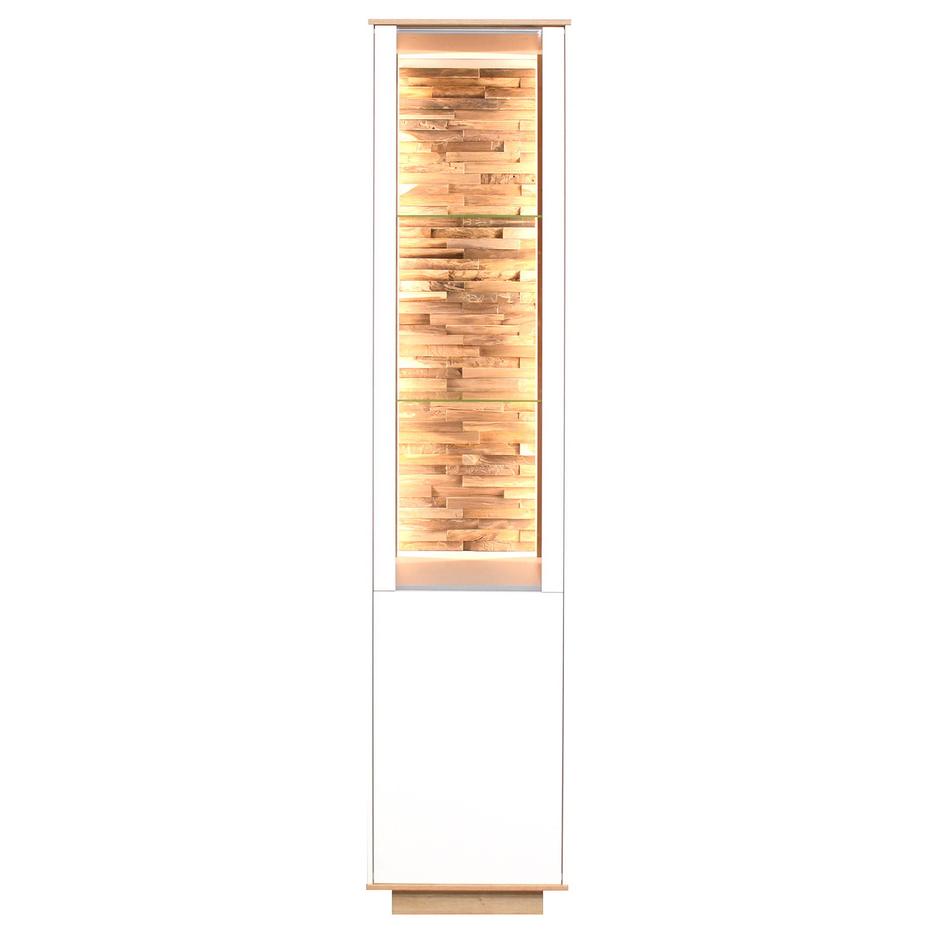 Standvitrine - weiß matt - Asteiche - 186 cm