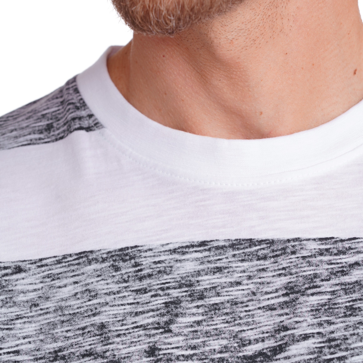 VanVaan Denim Herren T-Shirt mit Blockstreifen dunkelblau / weiss
