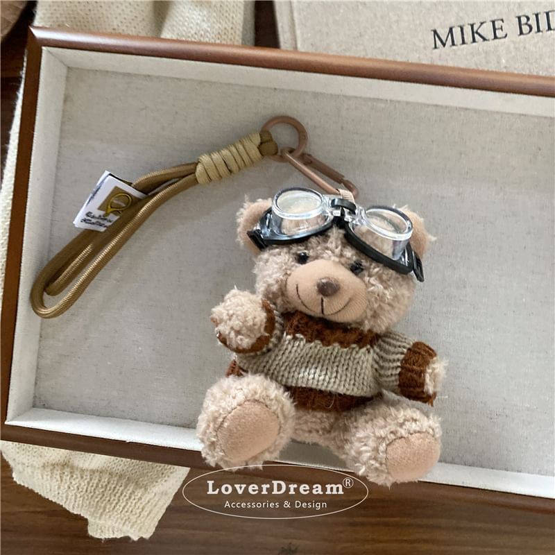 BeDaisy - Pilot Bear Chenille Tashanger Sleutelhanger