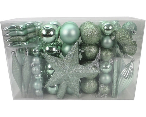 104 plastic kerstballen, Lafiora mix groen