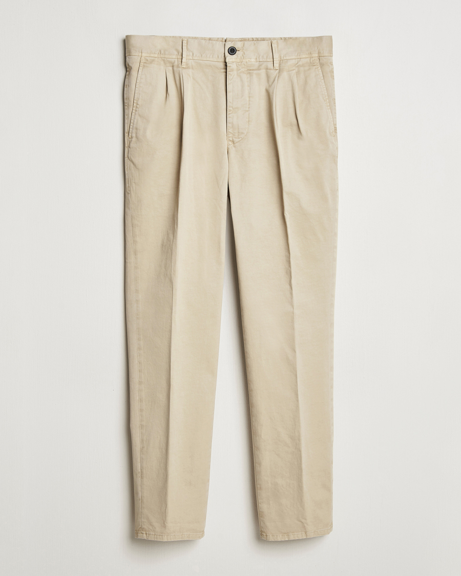 Incotex Tapered Fit Pleated Slacks Light Beige