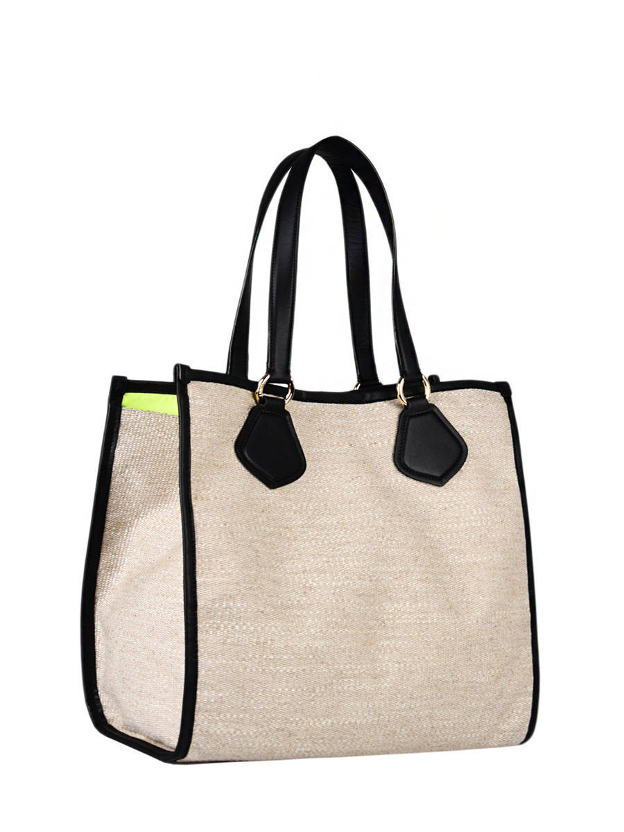 Sac Cabas d't toile de jute et cuir LANCEL