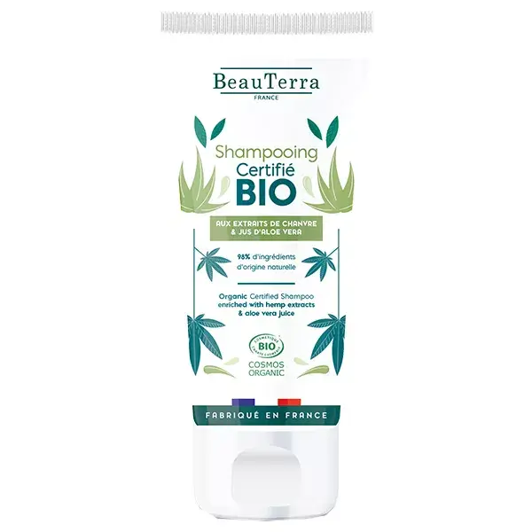 Shampoo orgânico de cânhamo e aloe vera Beauterra 75ml