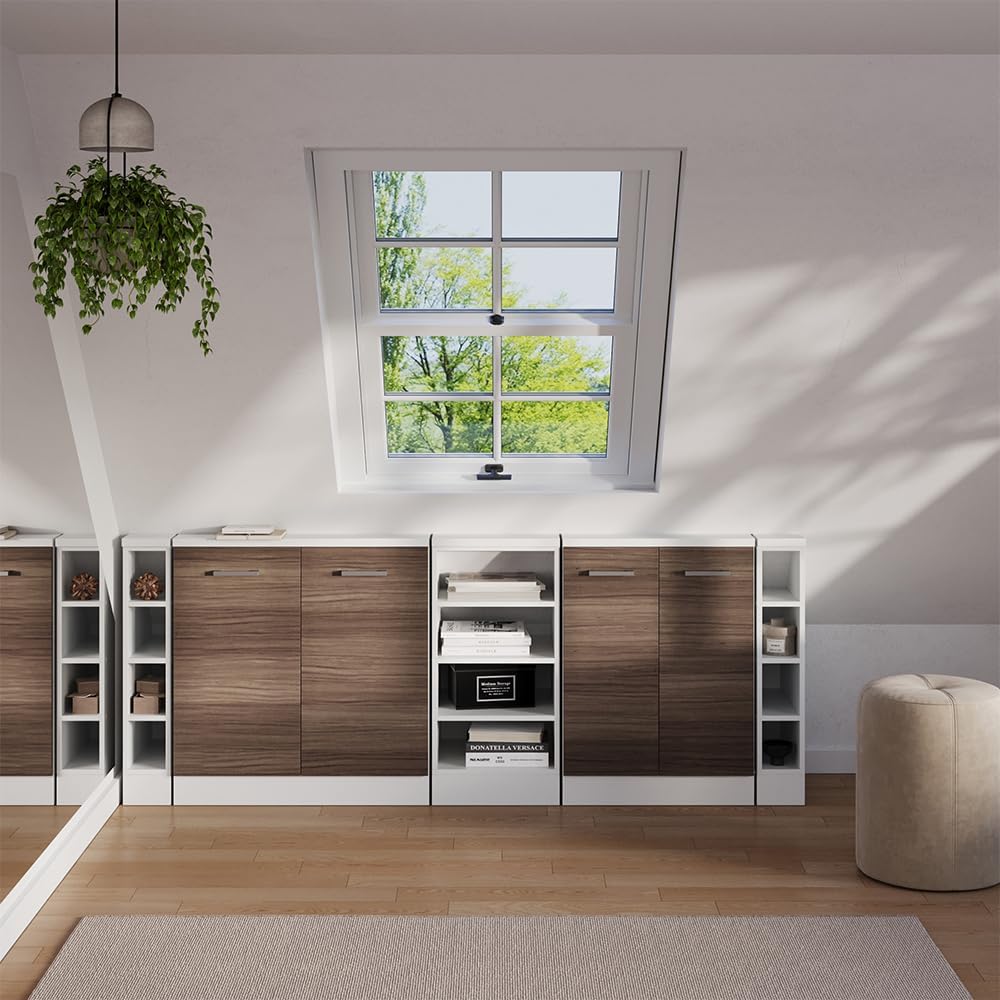 Vicco Dachschrägenschrank-Set Rion, Edelgrau/Weiß, 5er Set