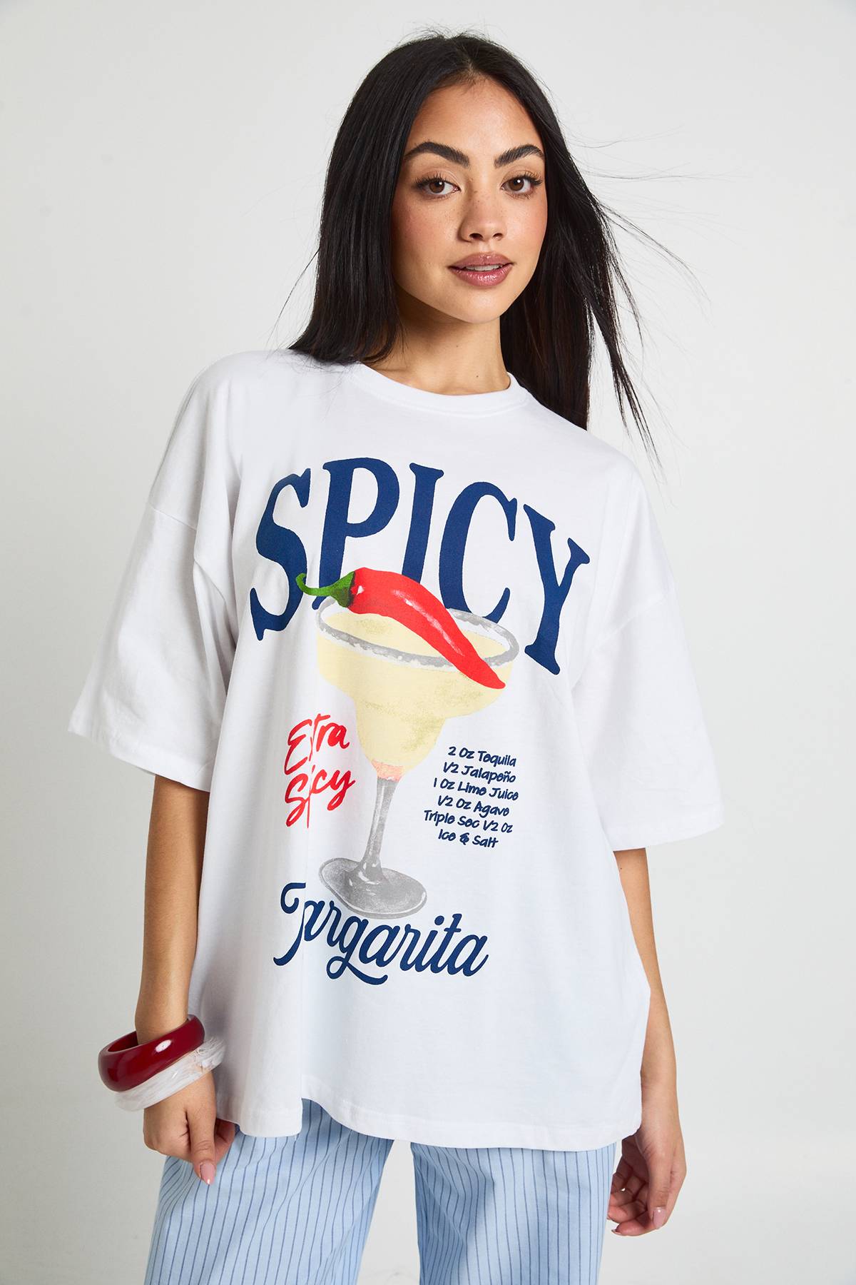 boohoo T-shirt Oversize Imprimé Margarita Épicée Devant