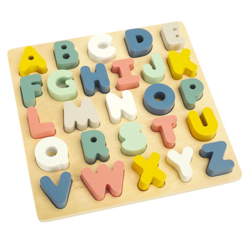 Puzzle alphabet en bois pour apprendre l'anglais - Ecru