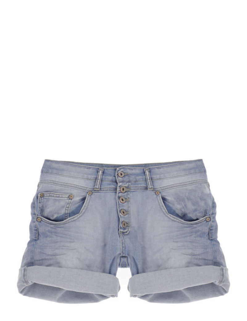 PLEASE SHORT EN JEAN BOUTONS APPARENTS LIGHT BLU DENIM
