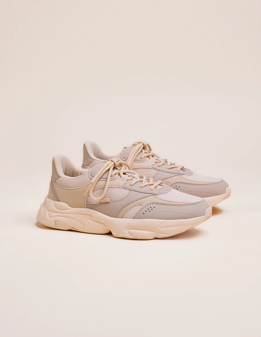 Baskets basses Nathanaelle - Suède vegan et mesh beige