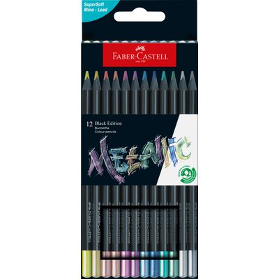 Faber Castell - 12 crayons de couleur - Black Edition Metallic