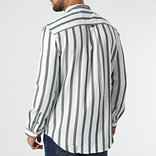 Surchemise Tencel Stripe 2342 Blanc Vert Bleu Marine