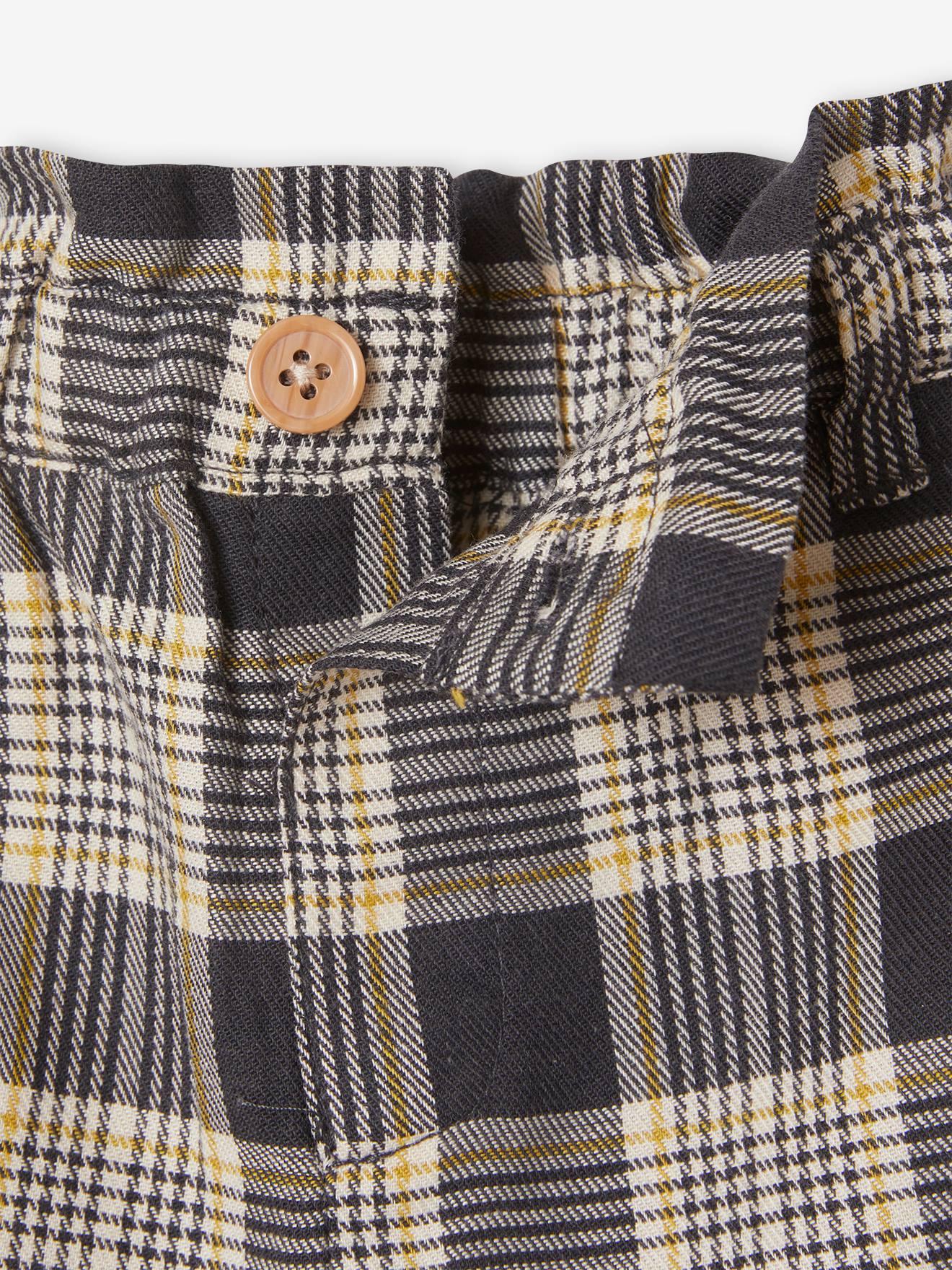 shorts xadrez cinza para bebê menina