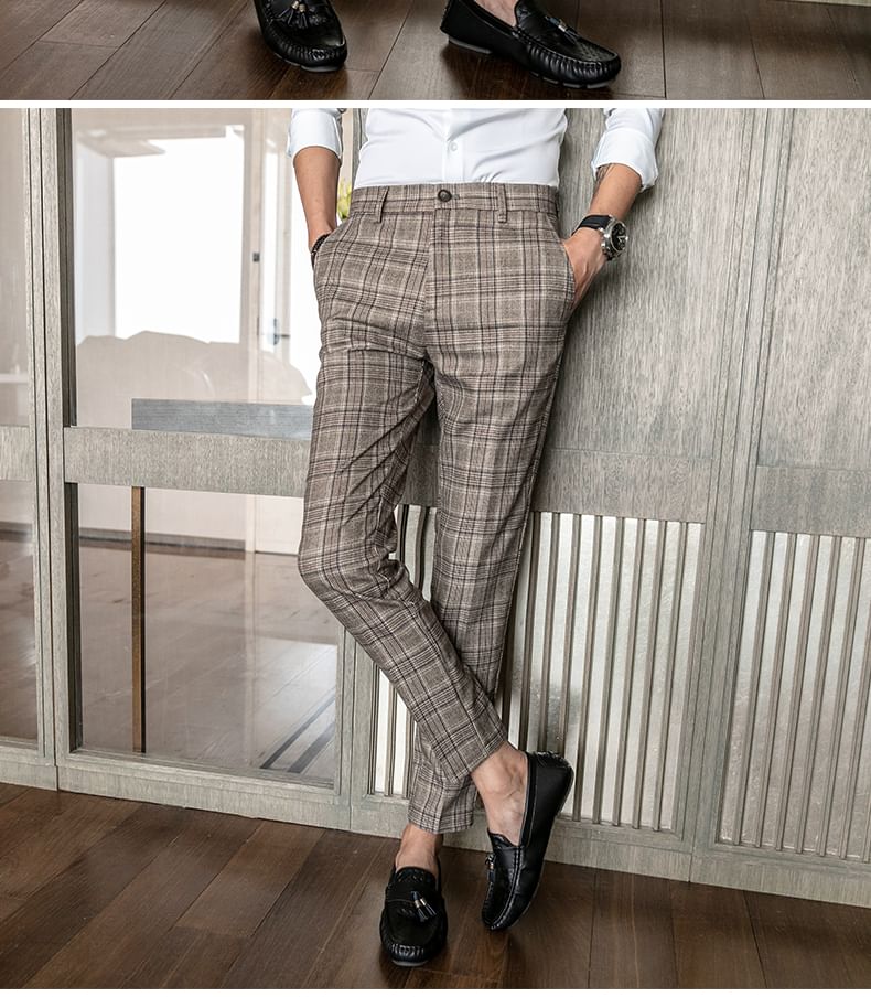 Blueforce - Geruite taps toelopende pantalon met middelhoge taille