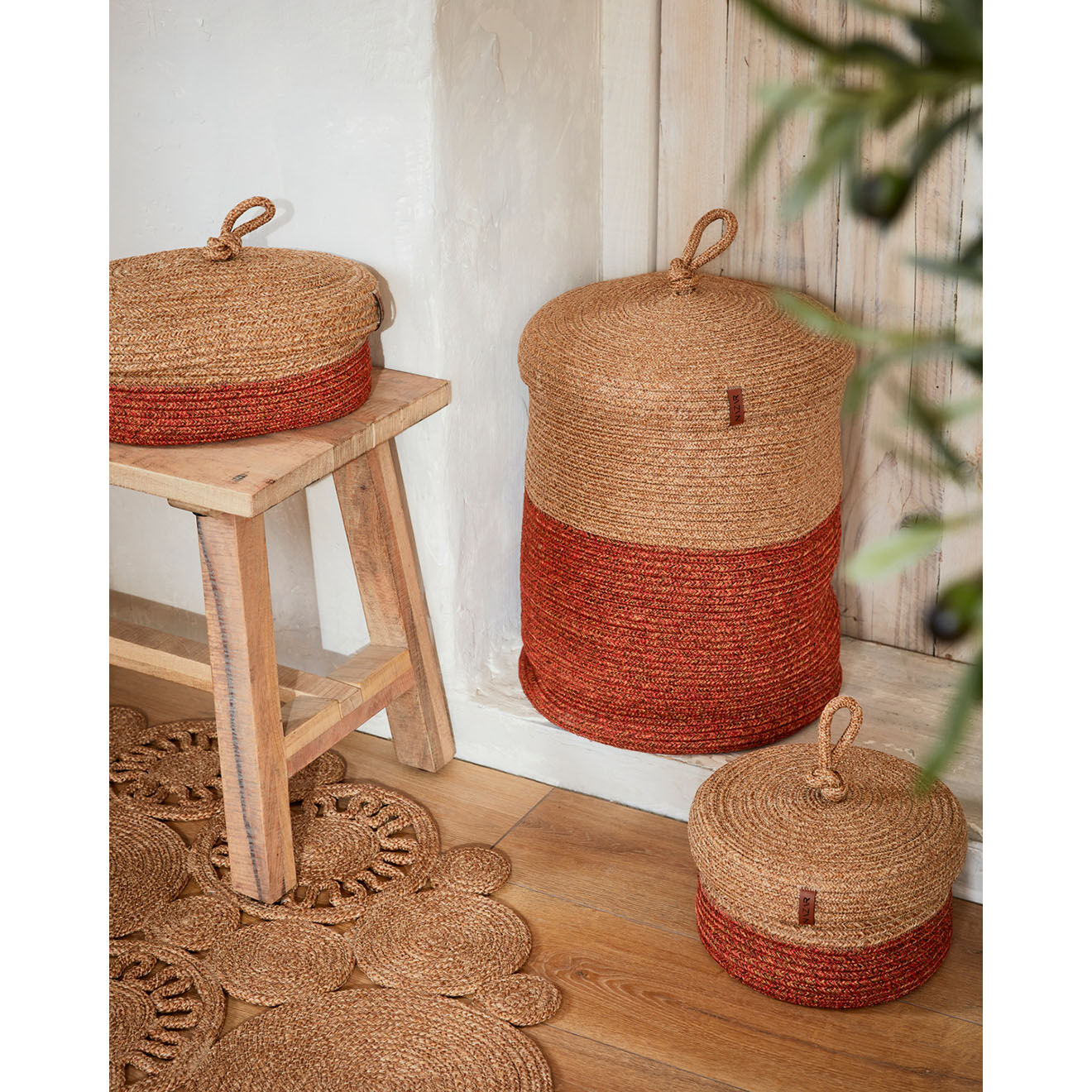 Nazar Rugs Panier CALI 4302 fait main terra - 23x12 cm