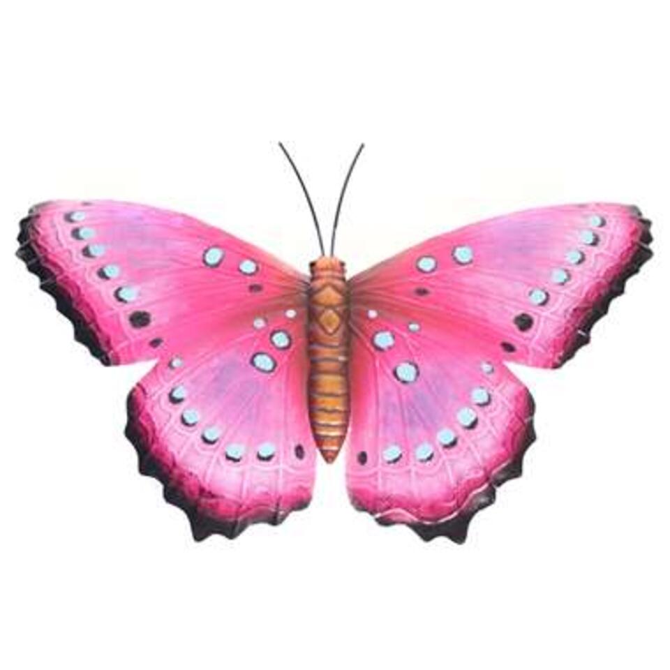 Anna's Collections Tuindecoratie - vlinder - metaal - roze - 48 cm