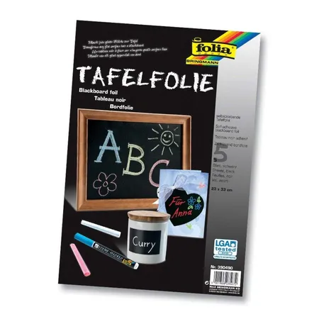 Folia Tafelfolie selbstklebend 5 Blatt, 23x33 cm, schwarz
