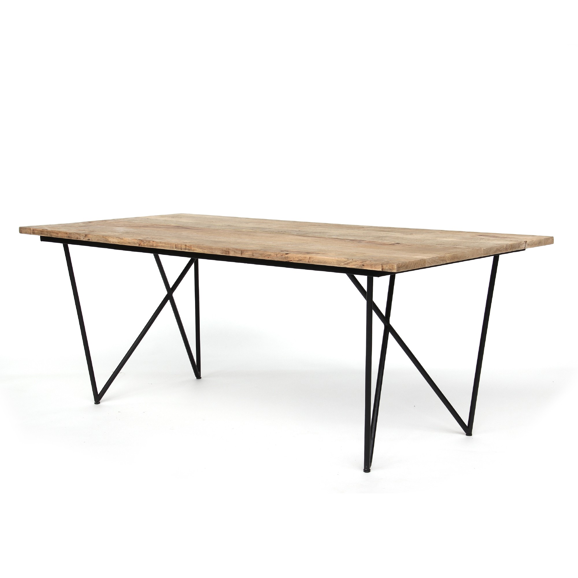 Esstisch 'Brendon', natur, schwarz, B 200 cm, T 90 cm, H 75 cm von fischer's lagerhaus