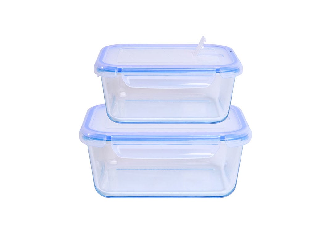 CONJUNTO DE 2 CAIXAS ACTUEL HERMÉTICAS RECTANGULAR DE VIDRO 0.9L 1.3L