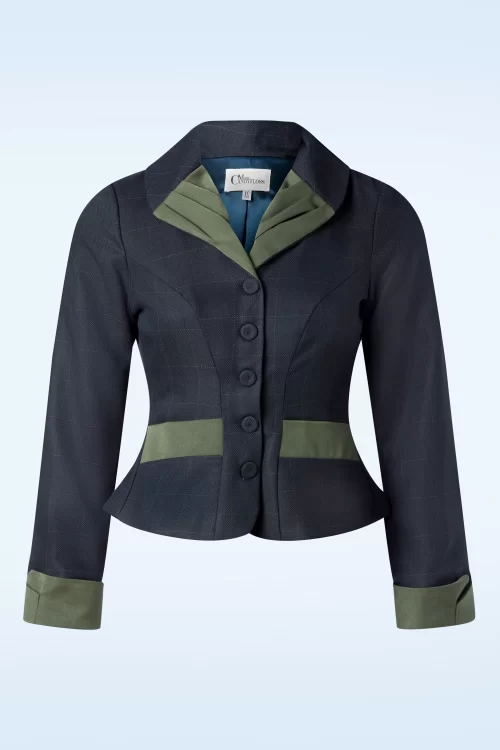 Miss Candyfloss Urilla Lee tartan blazer in marineblauw