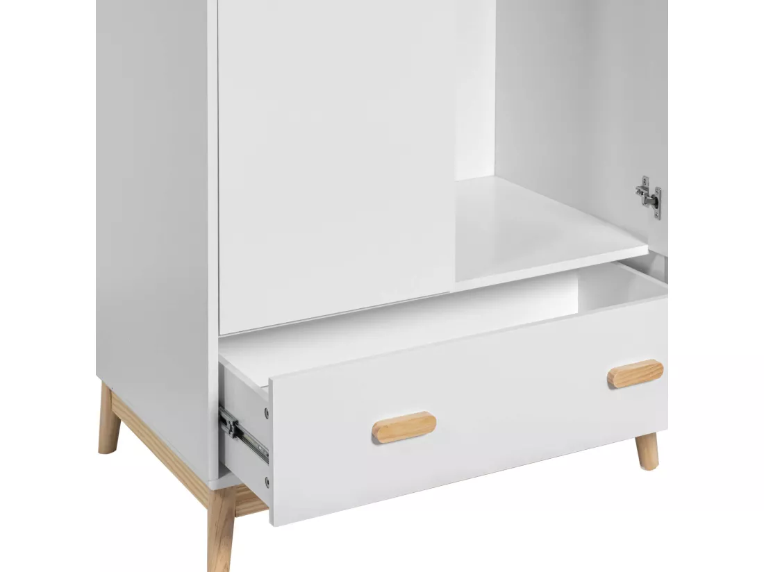 Armoire Mobili Rebecca Aegle 175x80x55 MDF Pin Blanc Marron Scandinave À Monter