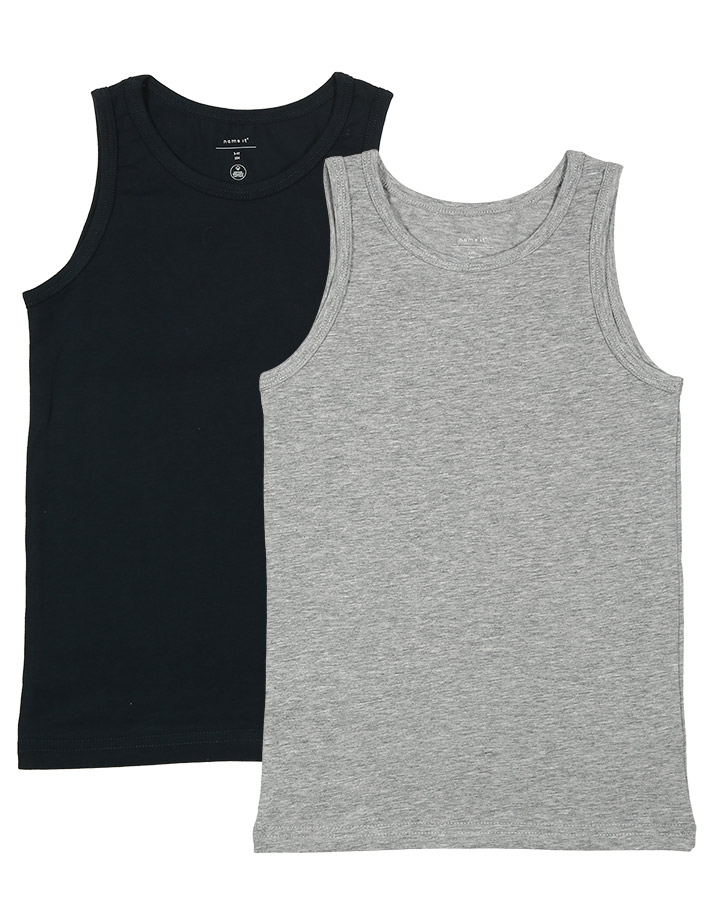 Unterhemd NMMTANK SOLID 2er-Pack in grau melange/marine