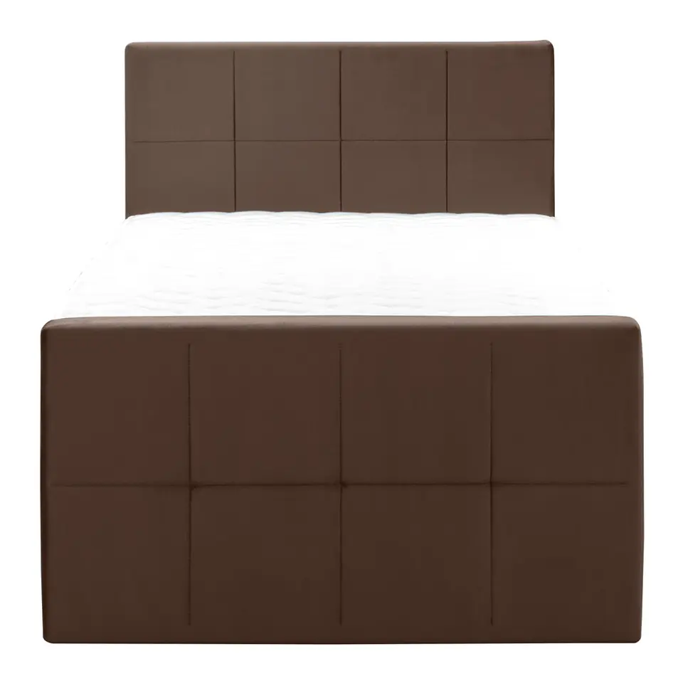 Boxspring met opbergruimte en voetbord Liv geblokt - bruin - 120x200cm
