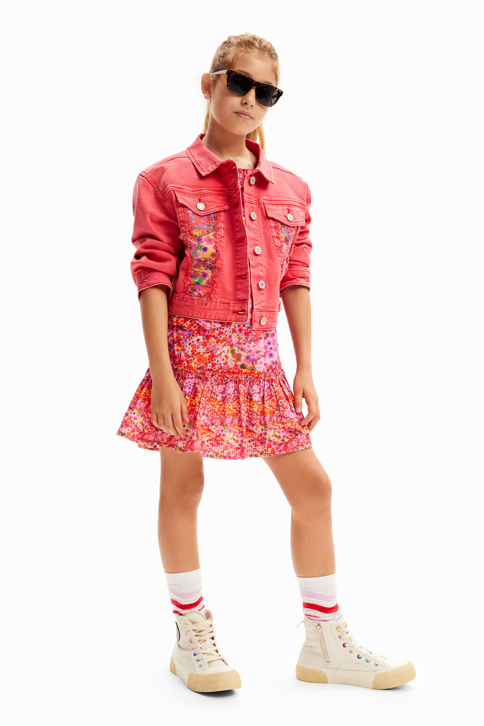 Veste trucker jean patchwork