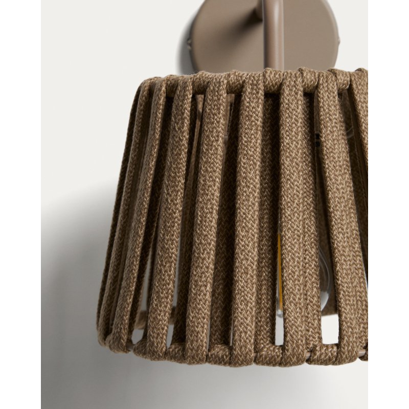 Applique murale d’extérieur Aldet en corde plate et métal beige