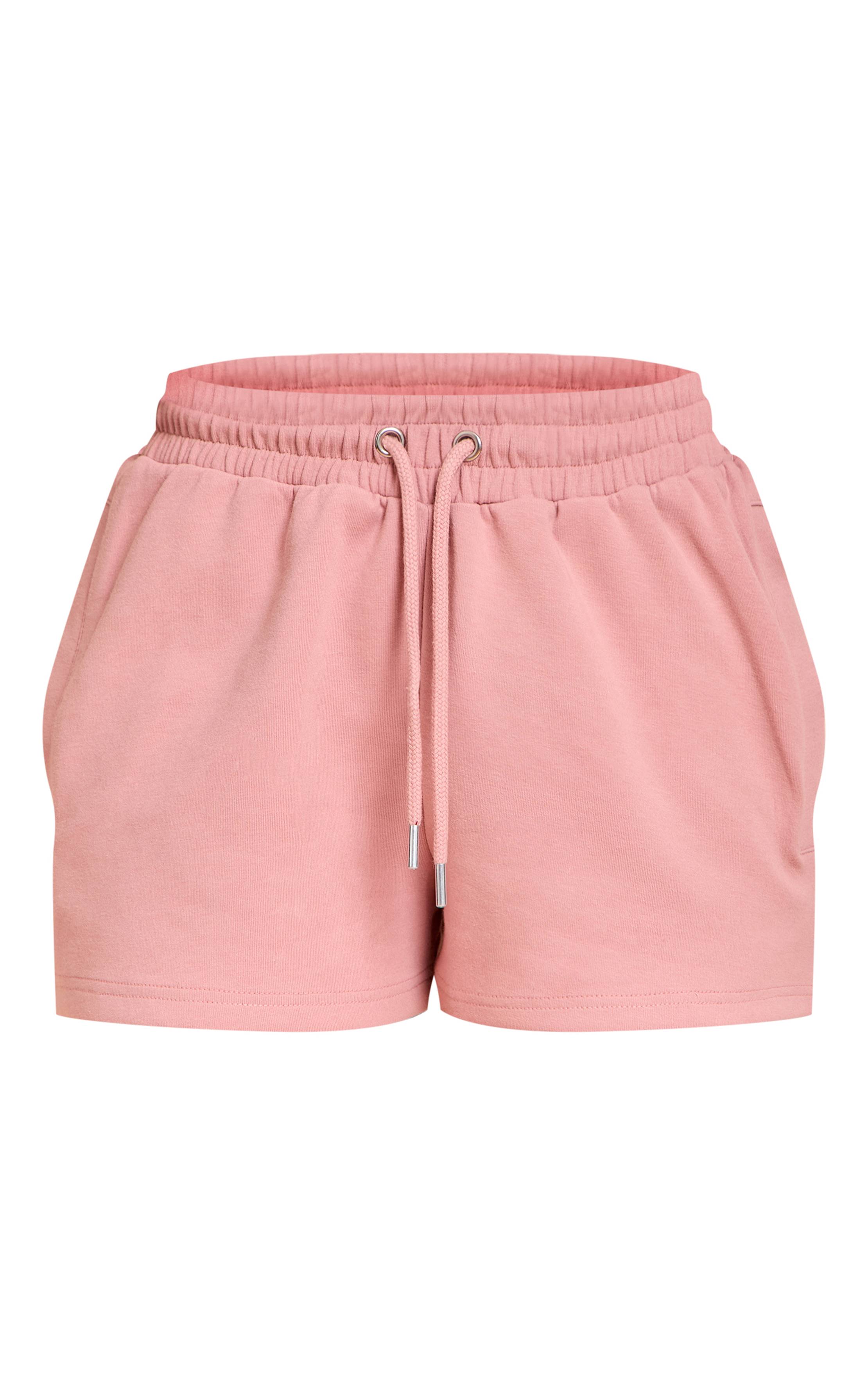 Rose Short Molleton Taille Élastiquée Petite Co-ord
