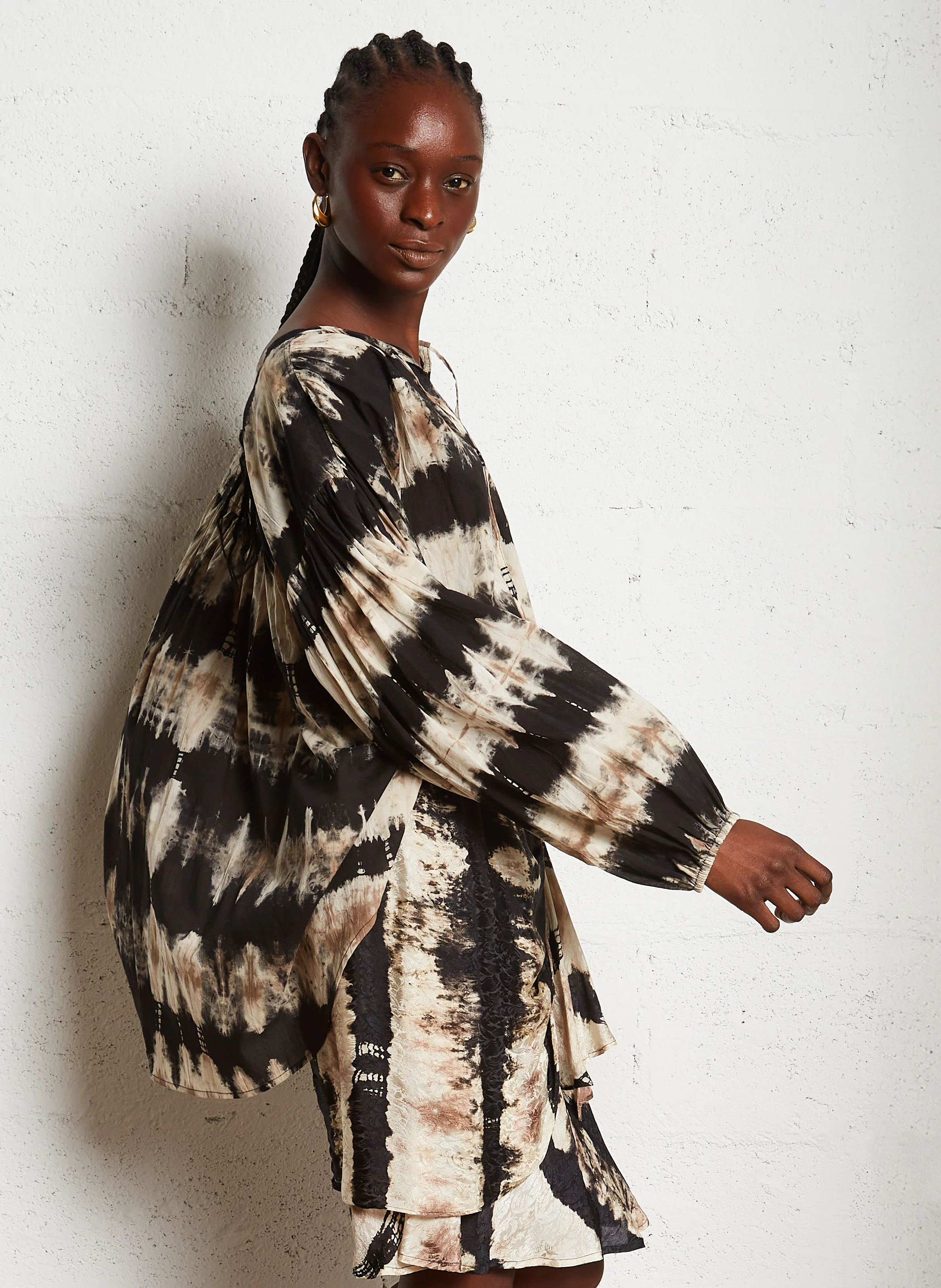 FOLI - Top ample col rond en coton | Multicolore